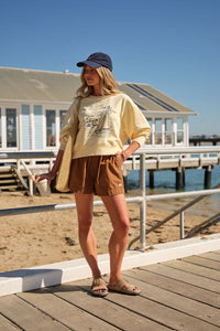 Charlie Cropped Slouchy Crew - Sunny Yellow Palm Beach