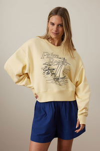 Charlie Cropped Slouchy Crew - Sunny Yellow Palm Beach