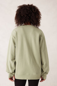 Isla Oversized Slouchy Crew - Matcha Mini Logo