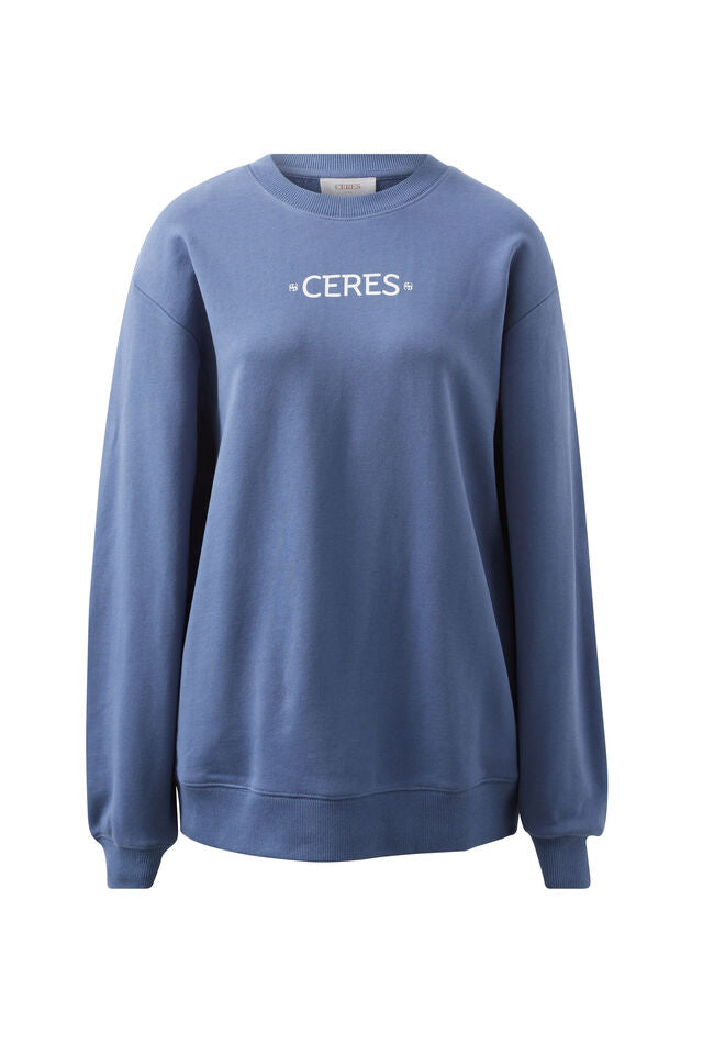 Isla Oversized Slouchy Crew - Moonlight Mini Logo