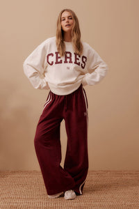Isla Oversized Slouchy Crew - Winter White Heritage Logo