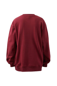 Isla Oversized Slouchy Crew - Burgundy Blue Heritage Logo