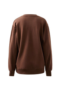 Isla Oversized Slouchy Crew - Chocolate Heritage Logo