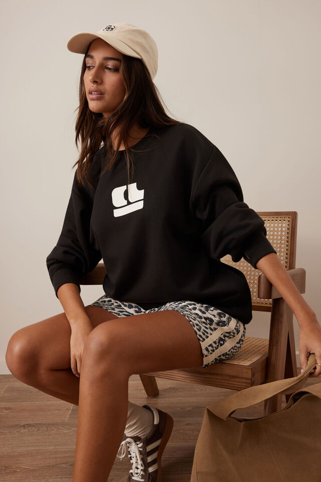 Isla Oversized Slouchy Crew - Phantom Bubble Logo