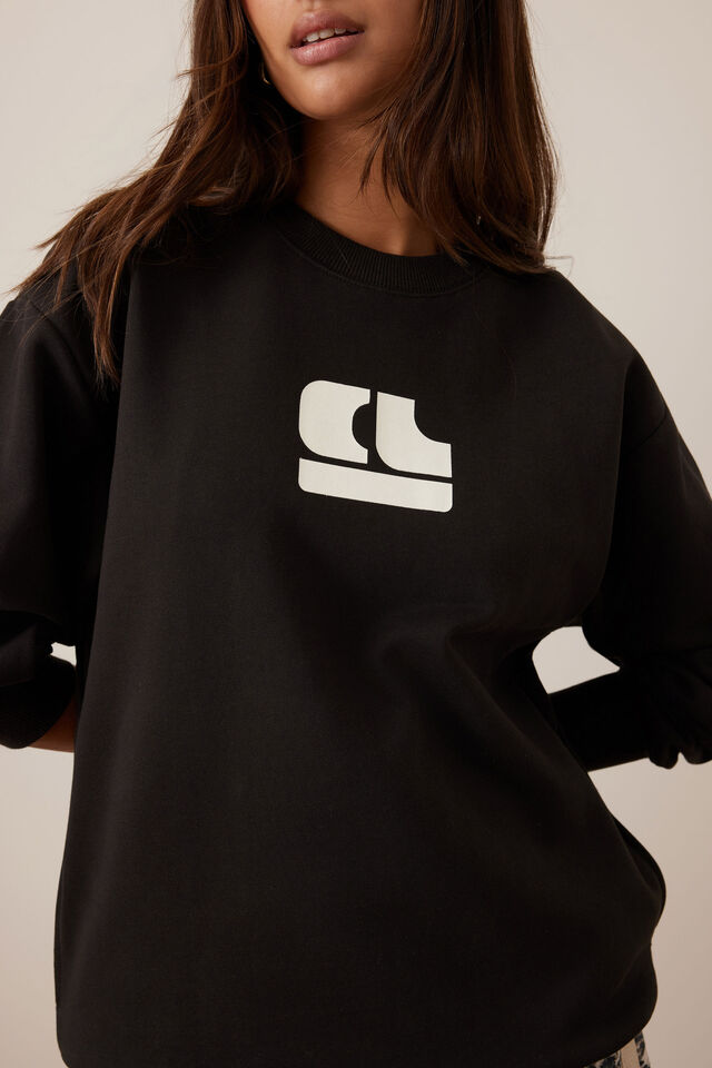 Isla Oversized Slouchy Crew - Phantom Bubble Logo