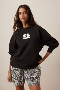 Isla Oversized Slouchy Crew - Phantom Bubble Logo