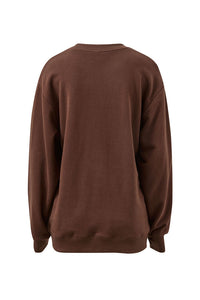 Isla Oversized Slouchy Crew - Brunette Brown Buff Sky Blue Heritage Logo