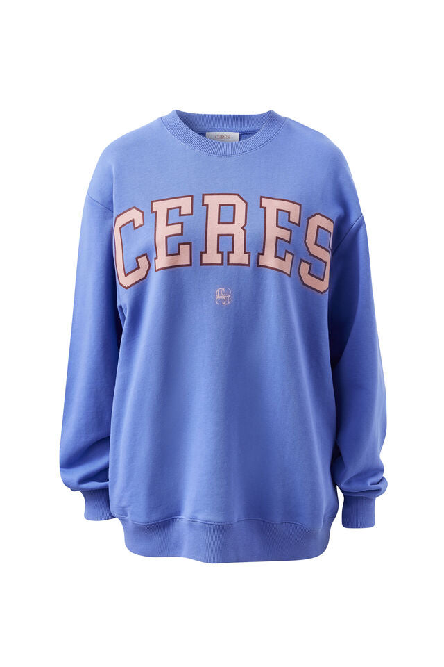 Isla Oversized Slouchy Crew - Vintage Blue Pink Clay Burnt Toffee Heritage