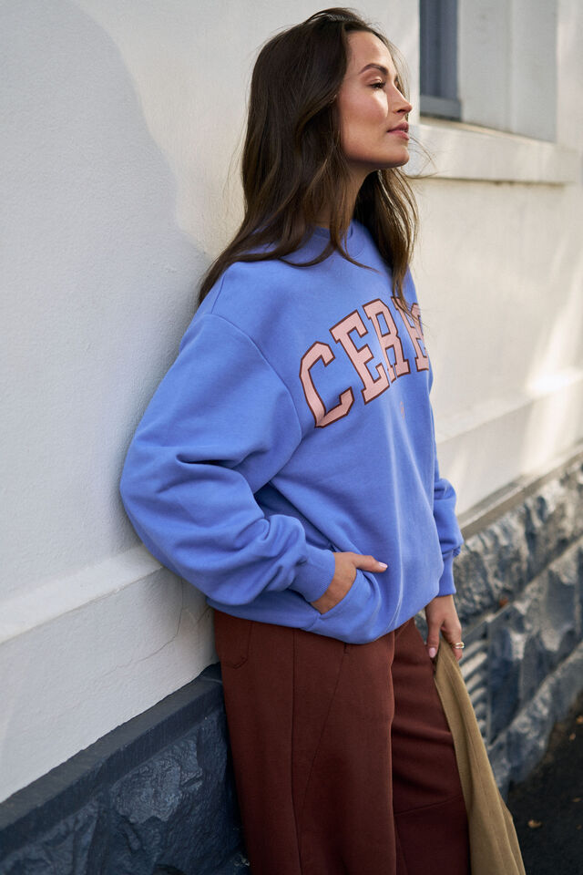 Isla Oversized Slouchy Crew - Vintage Blue Pink Clay Burnt Toffee Heritage