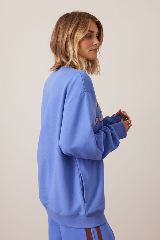 Isla Oversized Slouchy Crew - Vintage Blue Pink Clay Burnt Toffee Heritage