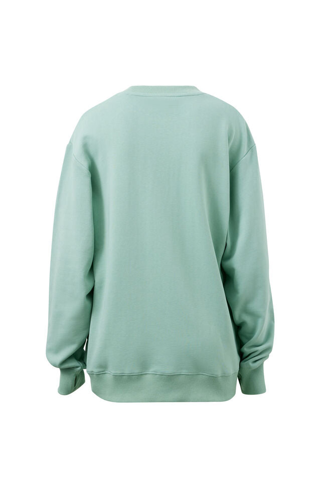 Isla Oversized Slouchy Crew - Seafoam/Polo Blue Heritage Logo