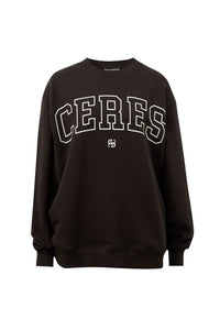 Isla Oversized Slouchy Crew - Phantom/White Heritage Outline