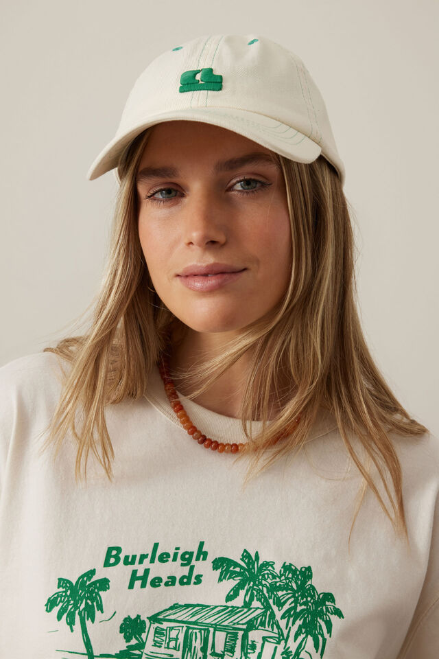 Pip Everyday Cap - Buff/Green Embroidery