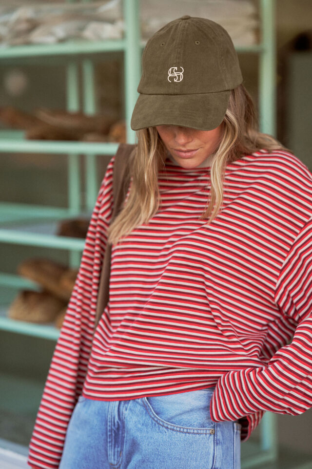 Pip Everyday Cap - Washed Olive/Ecru Monogram
