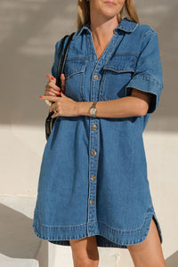 Sammy  Relaxed Shirt Dress - Fresh Indigo