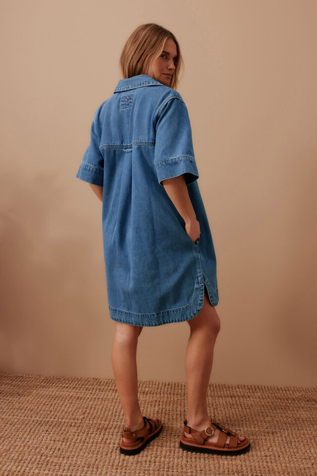 Sammy  Relaxed Shirt Dress - Fresh Indigo