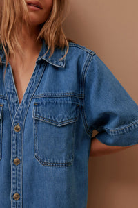 Sammy  Relaxed Shirt Dress - Fresh Indigo