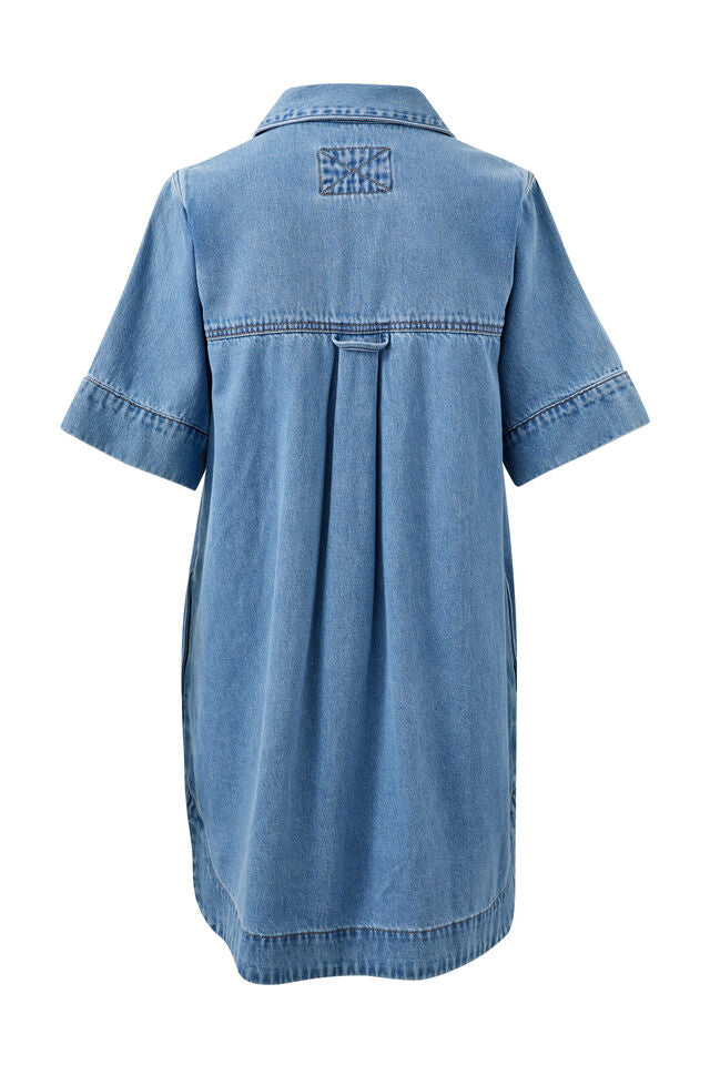 Sammy  Relaxed Shirt Dress - Mid Vintage Blue