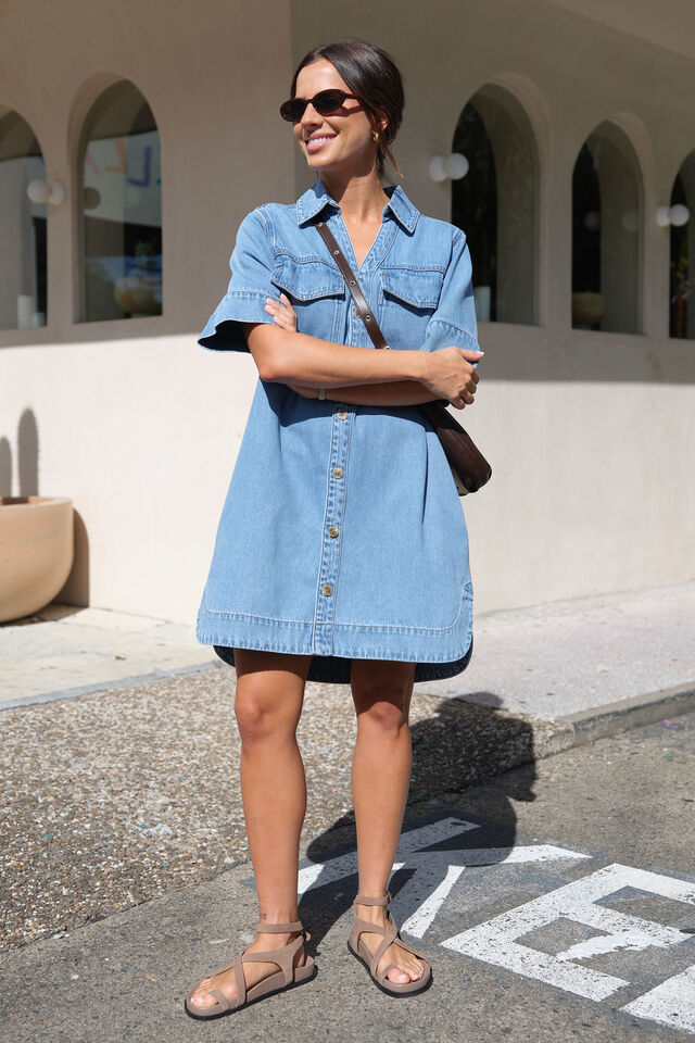 Sammy  Relaxed Shirt Dress - Mid Vintage Blue
