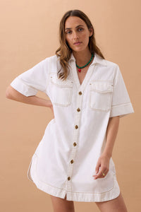 Sammy  Relaxed Shirt Dress - Fresh Ecru