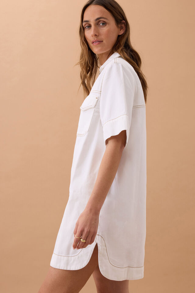 Sammy  Relaxed Shirt Dress - Fresh Ecru