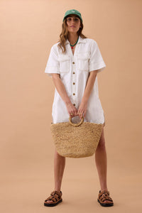 Sammy  Relaxed Shirt Dress - Fresh Ecru