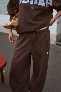 Bowie Barrel Leg Trackpant - Brunette Brown Contrast Buff Bind
