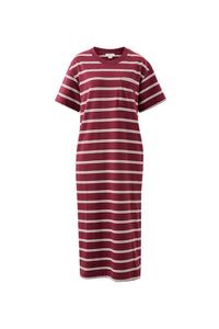 Charlotte Midi Terry Dress - Burgundy Milk Stripe