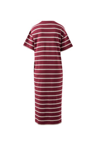 Charlotte Midi Terry Dress - Burgundy Milk Stripe