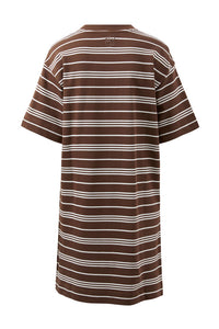 Cleo Mini Terry Dress - Chocolate White Stripe