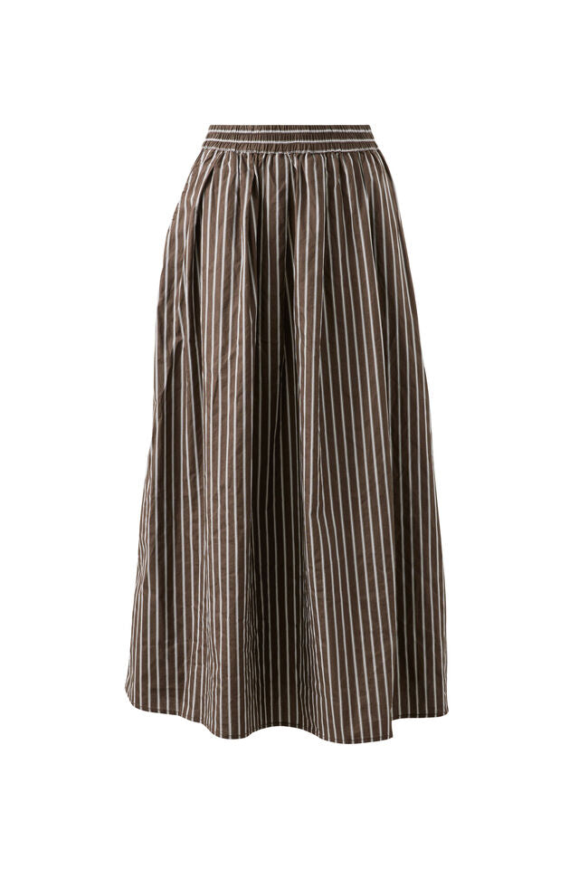 Florence Maxi Skirt - Chocolate White Stripe