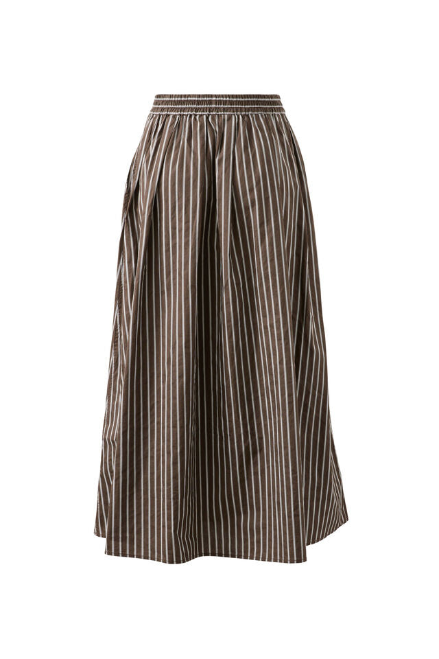 Florence Maxi Skirt - Chocolate White Stripe