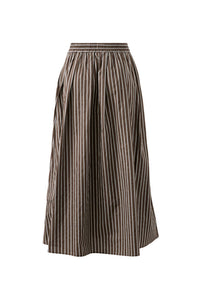 Florence Maxi Skirt - Chocolate White Stripe