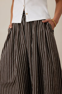Florence Maxi Skirt - Chocolate White Stripe