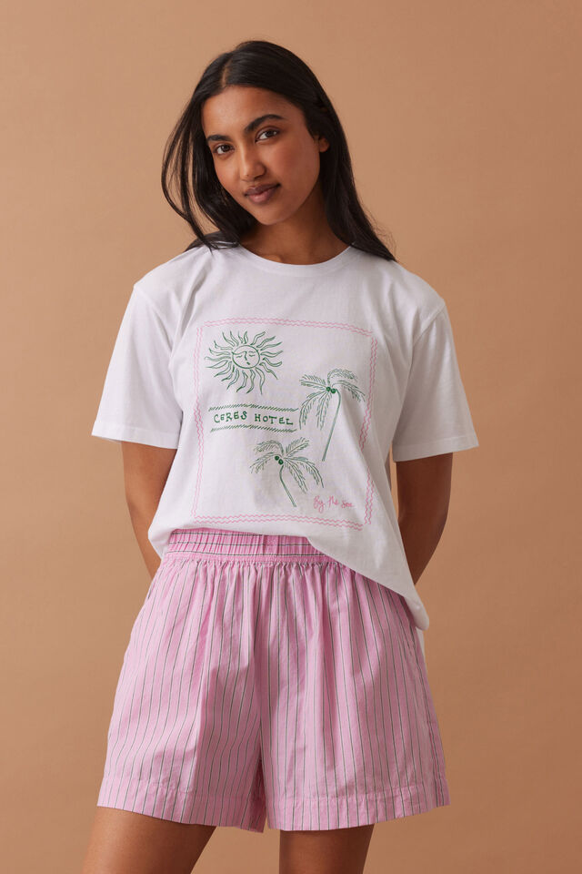 Mila Short - Hibiscus Pink Triple Stripe