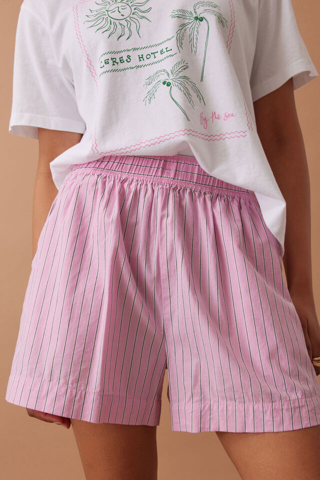 Mila Short - Hibiscus Pink Triple Stripe