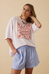 Mila Short - Blue Red White Stripe