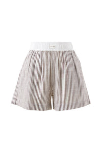 Mila Short - Brown White Small Stripe