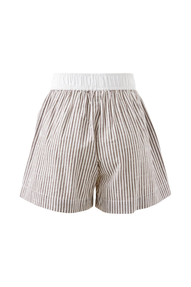 Mila Short - Brown White Small Stripe