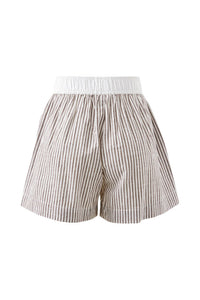 Mila Short - Brown White Small Stripe