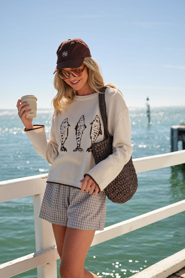 Mila Short - Wine Choc Blue Check