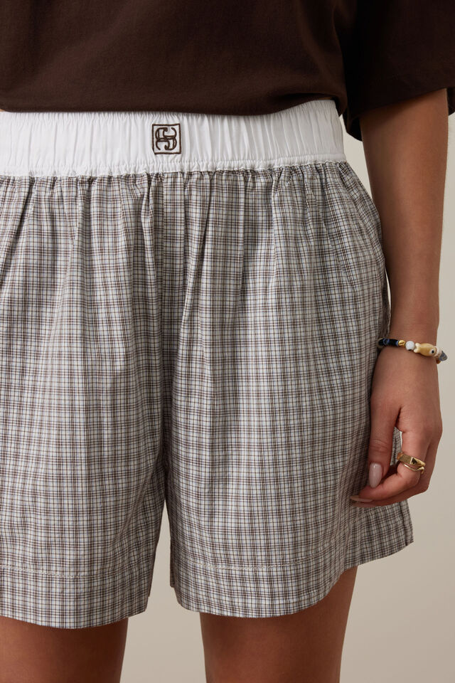 Mila Short - Wine Choc Blue Check