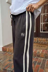 Gigi Wide Leg Terry Trackpant - Phantom Side Stripe