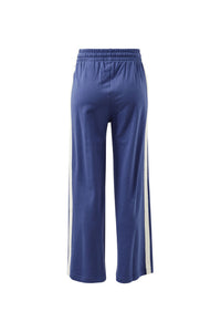 Gigi Wide Leg Terry Trackpant - Washed Navy Side Stripe