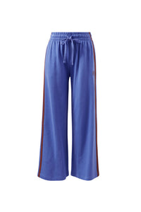 Gigi Wide Leg Terry Trackpant - Vintage Blue Mixed Side Stripe