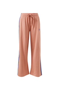 Gigi Wide Leg Terry Trackpant - Pink Clay Washed Navy Side Stripe