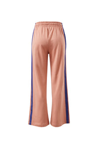 Gigi Wide Leg Terry Trackpant - Pink Clay Washed Navy Side Stripe