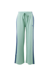 Gigi Wide Leg Terry Trackpant - Seafoam/Polo Blue Side Stripe