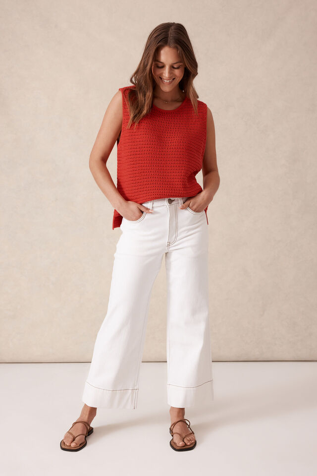 Jude Wide Leg Crop Jean - Fresh Ecru