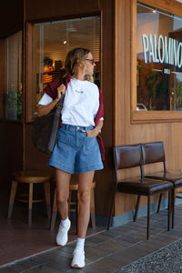Esther Denim Patch Pocket Short - Fresh Indigo